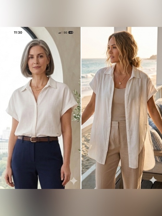CALIA by Carrie Underwood Tops - CALIA Carrie Underwood Cream Cotton Gauze ShortSleeve Tunic Button Down Shirt XL